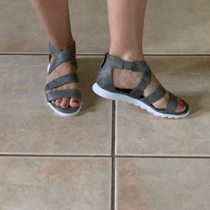 NWOB Eileen Fisher Sport Silver Strap Sandals